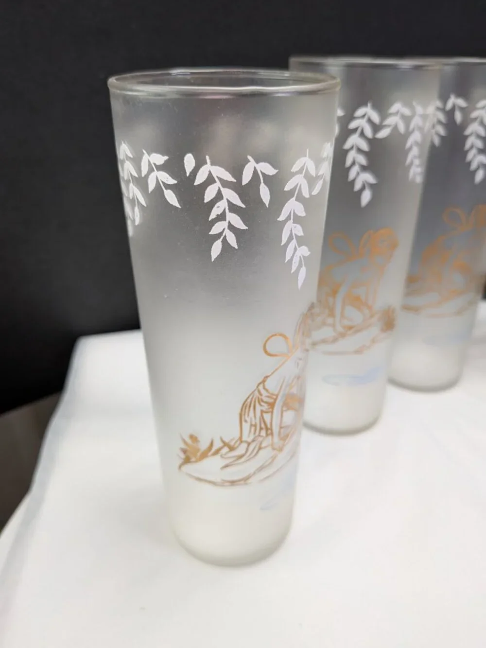 Vintage Libbey White Rock Psyche Fairy Glasses Set 6 Fairycore 50s